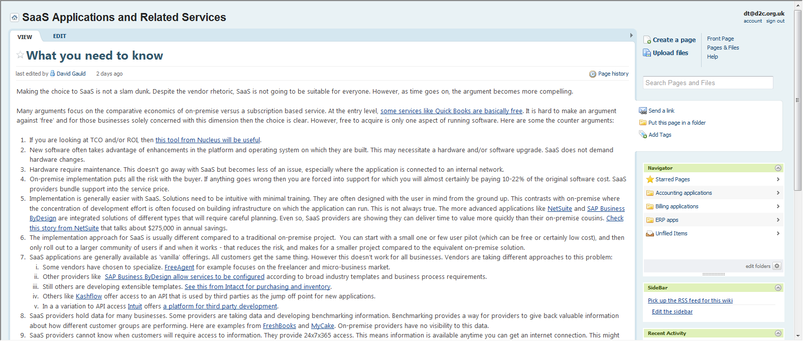 The SaaS applications wiki - open for business