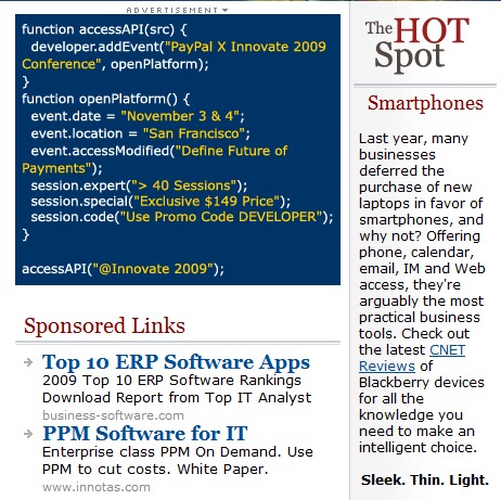 Novel/Inadvertent way to promote a tech conference